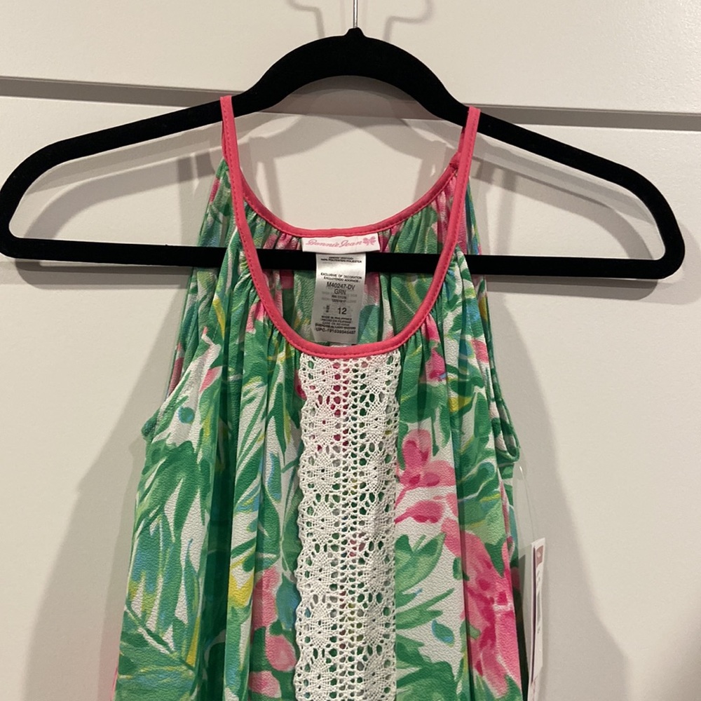 NWT Bonnie Jean girl size 12 floral print dress high center low left/right sides - Picture 6 of 9